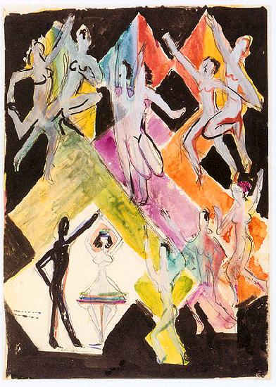 Ernst Ludwig Kirchner Design for the wall-painting Colourful-dance oil painting image